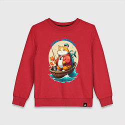 Свитшот хлопковый детский Рыбалка: чтобы клевалось, цвет: красный