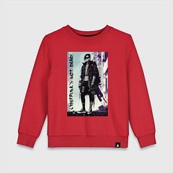 Свитшот хлопковый детский Cyberpunks not dead - motto ai art, цвет: красный