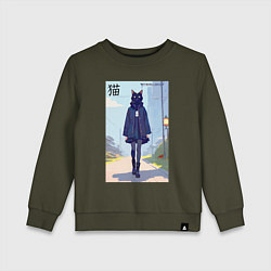 Детский свитшот Чёрная кошечка на своём районе - нейросеть