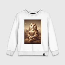 Свитшот хлопковый детский Сова Мона - фантазия от нейросети, цвет: белый