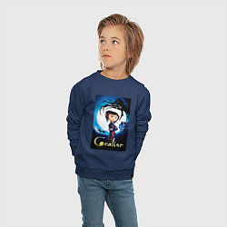 Свитшот хлопковый детский Coraline Jones and cat, цвет: тёмно-синий — фото 2
