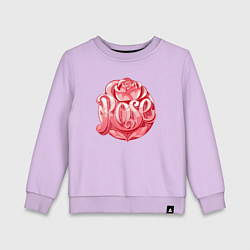 Свитшот хлопковый детский Роза с надписью, цвет: лаванда