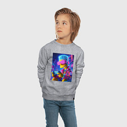 Свитшот хлопковый детский Bart Simpson esports player - neon glow, цвет: меланж — фото 2