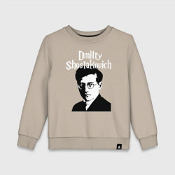 Свитшот хлопковый детский Дмитрий Шостакович с портретом, цвет: миндальный