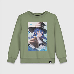 Свитшот хлопковый детский Реинкарнация безработного Рокси Мигурд, цвет: авокадо