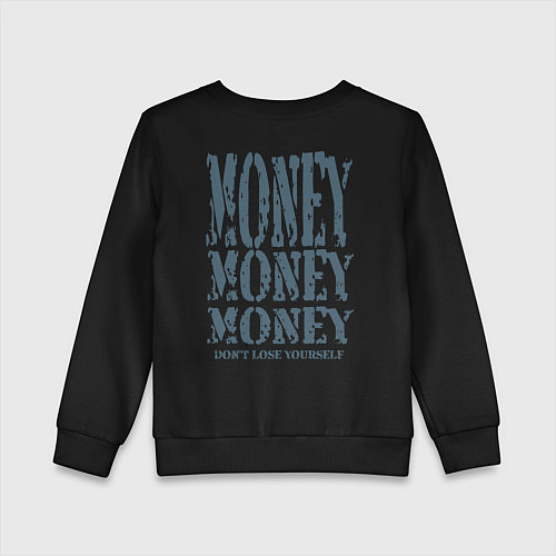 Детский свитшот Череп с короной на фоне денег / Черный – фото 2