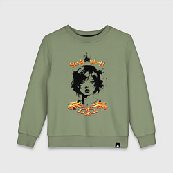 Свитшот хлопковый детский Девушка сплэш - золотистый, цвет: авокадо