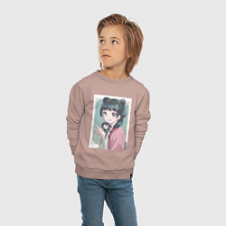 Свитшот хлопковый детский Монолог фармацевта Маомао чиби, цвет: пыльно-розовый — фото 2