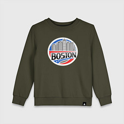 Свитшот хлопковый детский City Boston, цвет: хаки