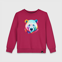 Свитшот хлопковый детский Яркий портрет белого медведя, цвет: маджента