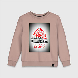 Свитшот хлопковый детский Mazda rx-7 автомобиль, цвет: пыльно-розовый