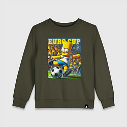 Свитшот хлопковый детский Euro cup - Bart Simpson, цвет: хаки