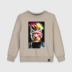 Свитшот хлопковый детский Панк Дональд Трамп - жесть, цвет: миндальный