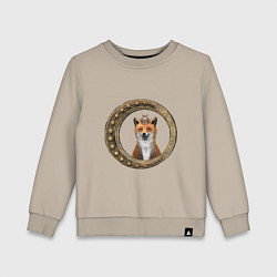 Свитшот хлопковый детский Стимпанк лис в рамке, цвет: миндальный