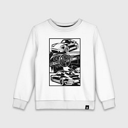 Свитшот хлопковый детский Porsche автомобиль классический, цвет: белый