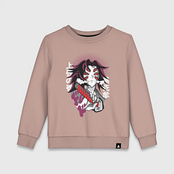 Свитшот хлопковый детский Клинок рассекающий демонов 1 Высшая Луна Кокушибо, цвет: пыльно-розовый