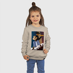 Свитшот хлопковый детский Музыкант джаз, цвет: миндальный — фото 2