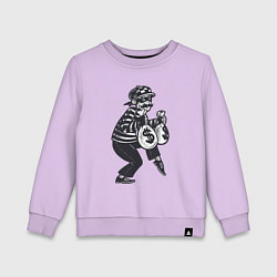 Свитшот хлопковый детский Вор с мешками денег, цвет: лаванда