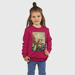 Свитшот хлопковый детский Моряк и подзорная труба, цвет: маджента — фото 2