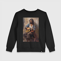 Свитшот хлопковый детский Моряк гитарист, цвет: черный