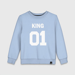 Свитшот хлопковый детский Футбольная надпись 01 король, цвет: мягкое небо