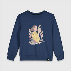 Свитшот хлопковый детский Кицунэ, цвет: тёмно-синий