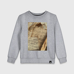 Свитшот хлопковый детский Листы с нотами, цвет: меланж