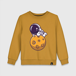 Свитшот хлопковый детский Отдых на Луне, цвет: горчичный