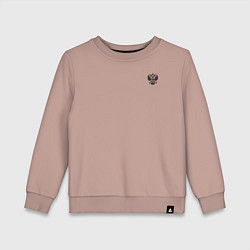Свитшот хлопковый детский Герб Святой Руси на узорном царском флаге, цвет: пыльно-розовый
