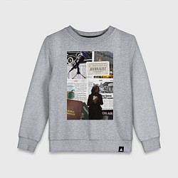 Свитшот хлопковый детский Журналист эстетика, цвет: меланж