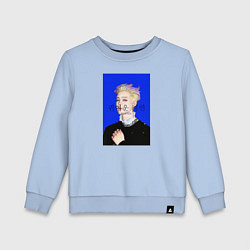 Свитшот хлопковый детский BTS Чимин масло синий, цвет: мягкое небо