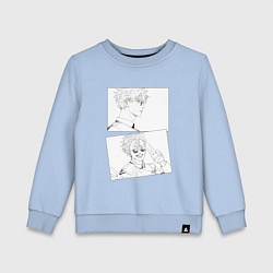 Свитшот хлопковый детский Эмоции Сатору Годжо - Магическая битва, цвет: мягкое небо