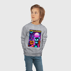 Свитшот хлопковый детский Minecraft and halloween- vaporwave, цвет: меланж — фото 2
