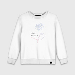 Свитшот хлопковый детский BTS love myself, цвет: белый