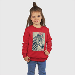 Свитшот хлопковый детский Зебра с цветком, цвет: красный — фото 2