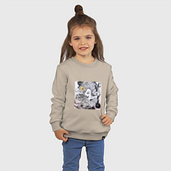 Свитшот хлопковый детский Лицо в абстракционистском стиле и животные, цвет: миндальный — фото 2