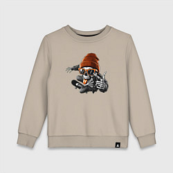 Свитшот хлопковый детский Скейтбордист, цвет: миндальный