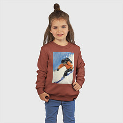 Свитшот хлопковый детский Горнолыжный спорт спуск - живопись маслом, цвет: кирпичный — фото 2