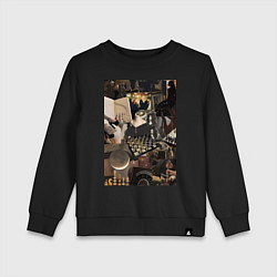Свитшот хлопковый детский Шахматы коллаж, цвет: черный