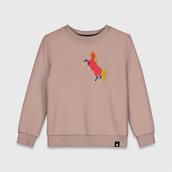 Свитшот хлопковый детский Конь красный, цвет: пыльно-розовый