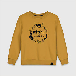 Свитшот хлопковый детский Witchy vibes, цвет: горчичный