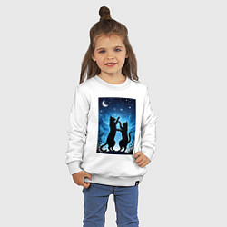 Свитшот хлопковый детский Танцующие коты под звёздным небом, цвет: белый — фото 2