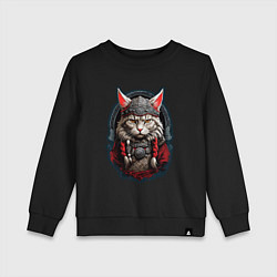 Свитшот хлопковый детский Кот викинг, цвет: черный