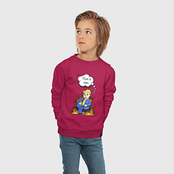Свитшот хлопковый детский Vault boy in the fire, цвет: маджента — фото 2
