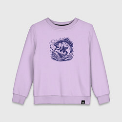 Свитшот хлопковый детский Рыба в брызгах воды, цвет: лаванда
