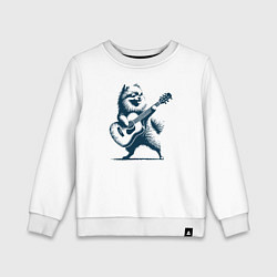 Свитшот хлопковый детский Шпиц играет на гитаре укулеле, цвет: белый