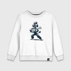 Свитшот хлопковый детский Пудель играет на гитаре укулеле, цвет: белый