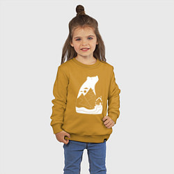 Свитшот хлопковый детский Домик и мишка, цвет: горчичный — фото 2