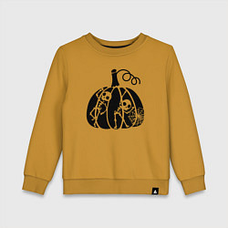 Свитшот хлопковый детский Скелеты в тыкве, цвет: горчичный
