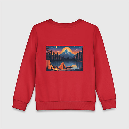 Детский свитшот Палатка на берегу озера / Красный – фото 2